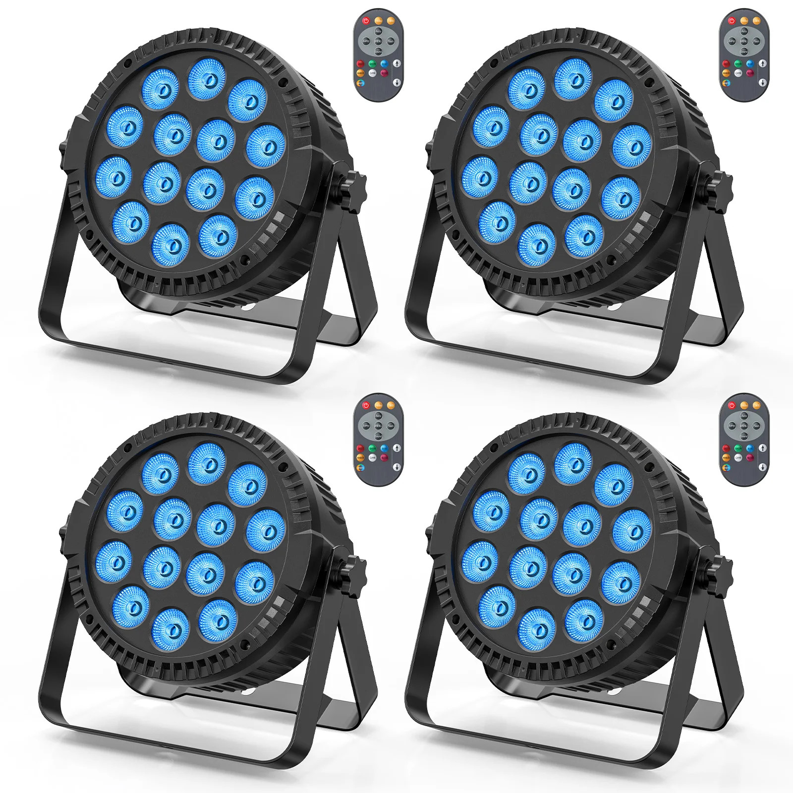 U King 4PCS 80W Par Light 4in1 RGBW 14 LED Stage Effect Light DMX512 Remote