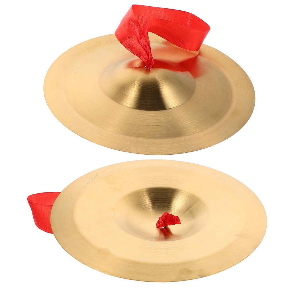 1 Pair Durable Alloy Finger Cymbals Golden Small Gong for Performance