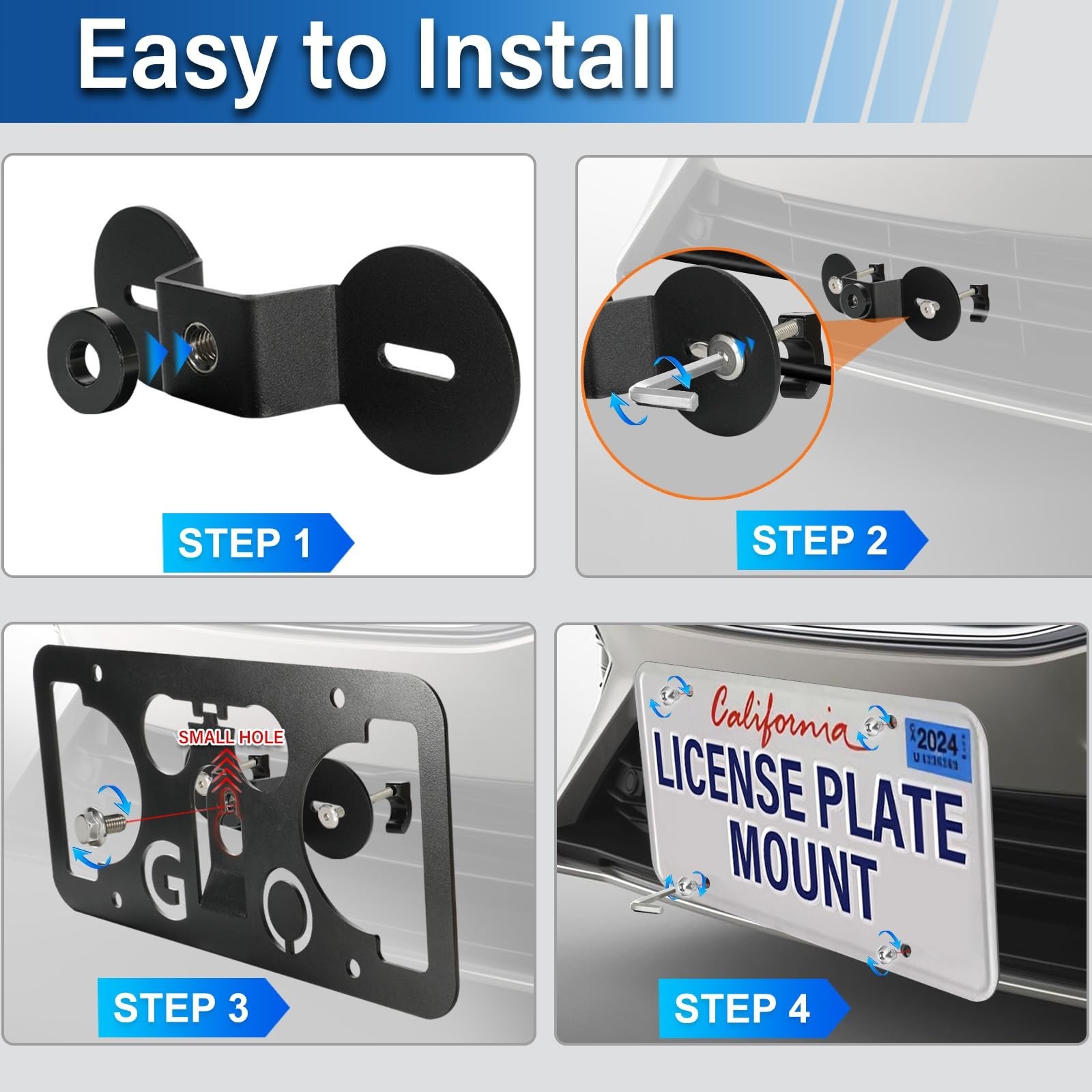 Front Bumper License Plate Mount Compatible with Ford Mustang 2015-2023, No D...