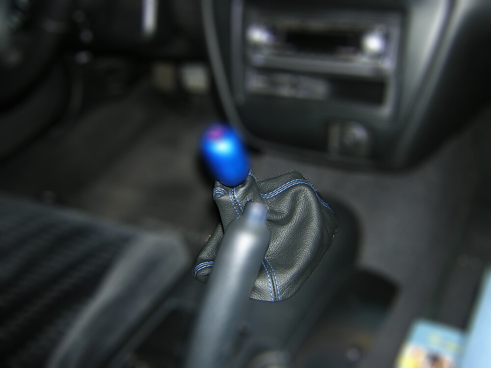 Shift Boot For 1997-2001 Honda Prelude Black Leather Blue Stitch