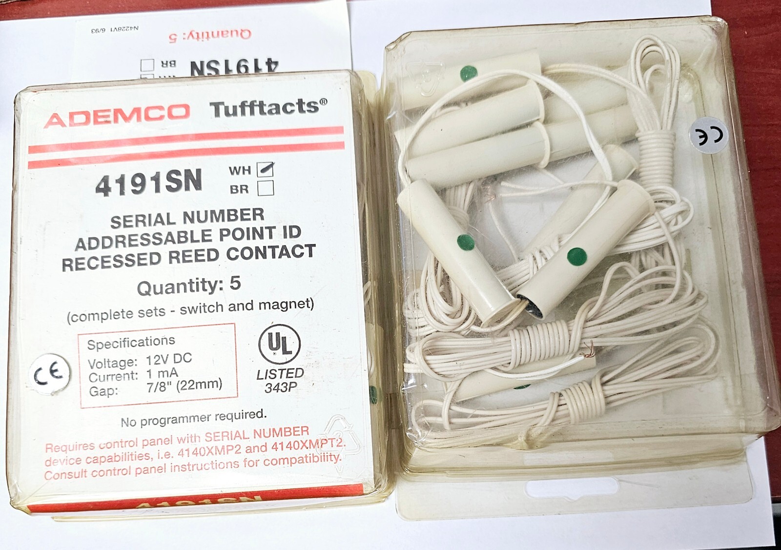 ADEMCO 4191SN-WH Addressable Recessed Contact NEW (Open) Lot of 9 Old Stock