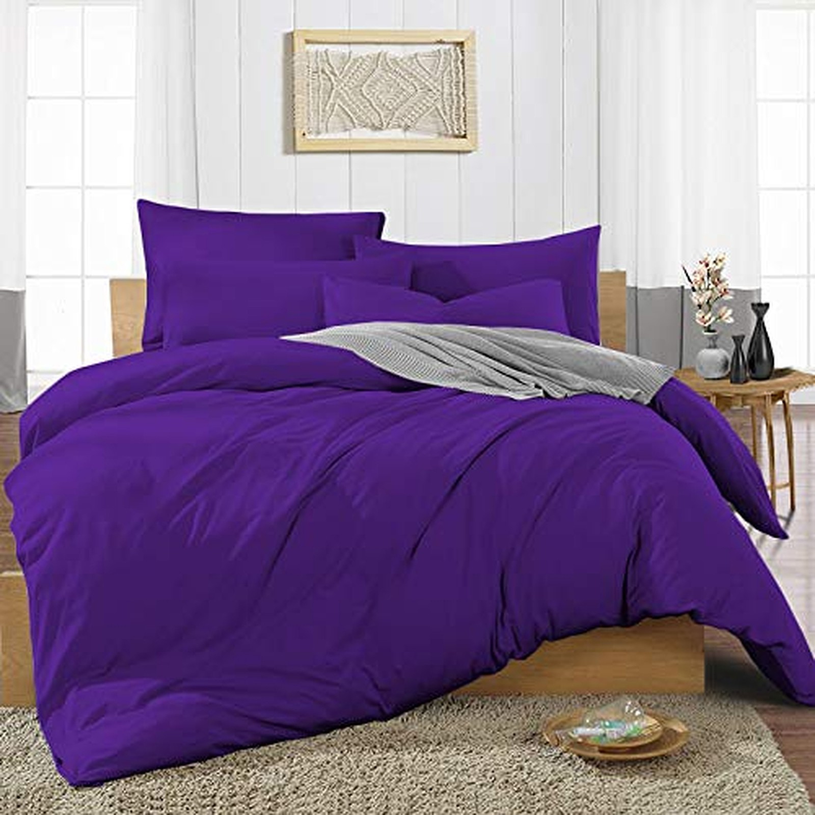 US Choice Bedding Collection 800 Thread Count Egyptian Cotton Purple Solid