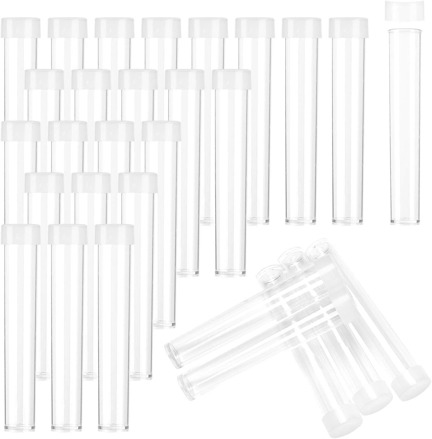 100pcs Clear Plastic Tube Bead Containers Transparent Small Empty Storage Tubes