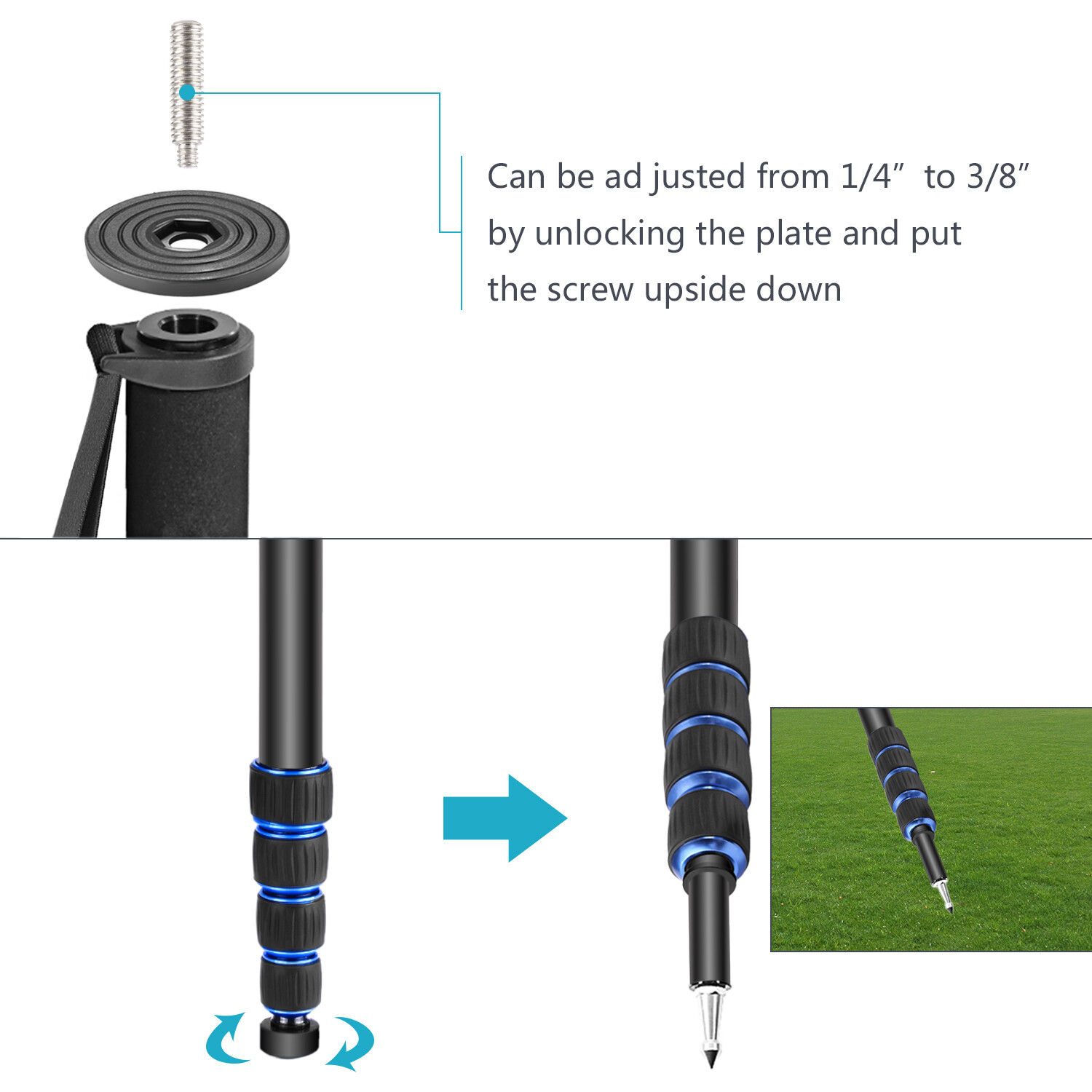 Neewer Extendable Camera Monopod with Removable Foldable Tripod