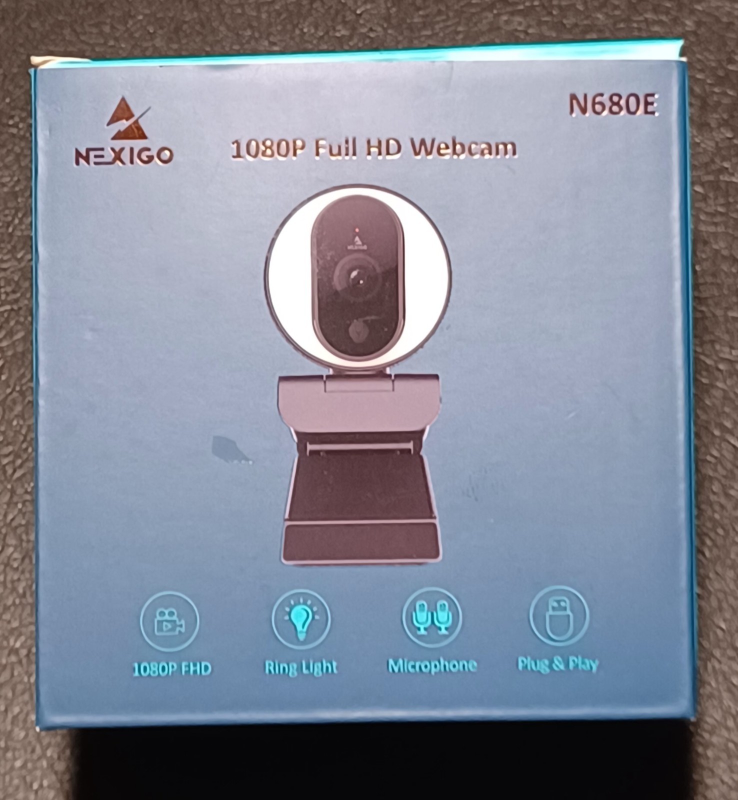 NexiGo N680E 1080P HD Webcam w/Ring Light, Privacy Cover & Dual Microphone    -N