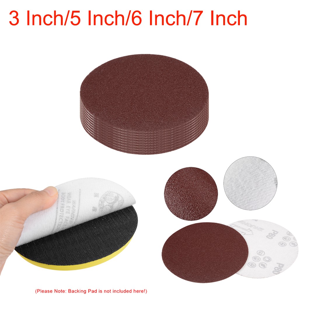 3 Inch/5 Inch/6 Inch/7 Inch Hook and Loop Sanding Disc Flocking Sandpaper Brown
