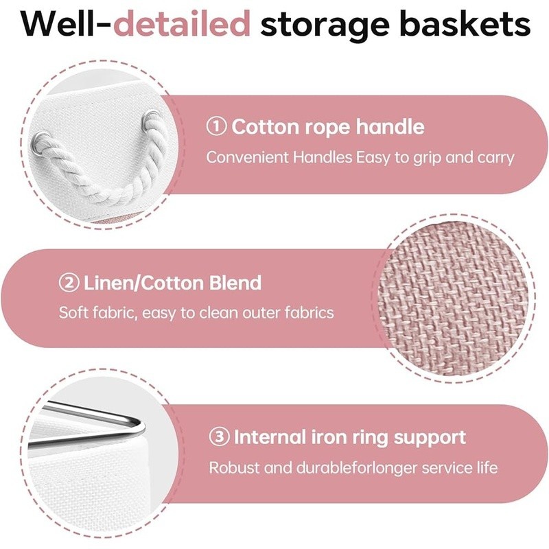 Foldable Storage Cube Bins W/ Strong Handles Multi-Purpose Organizer 6 Pack New