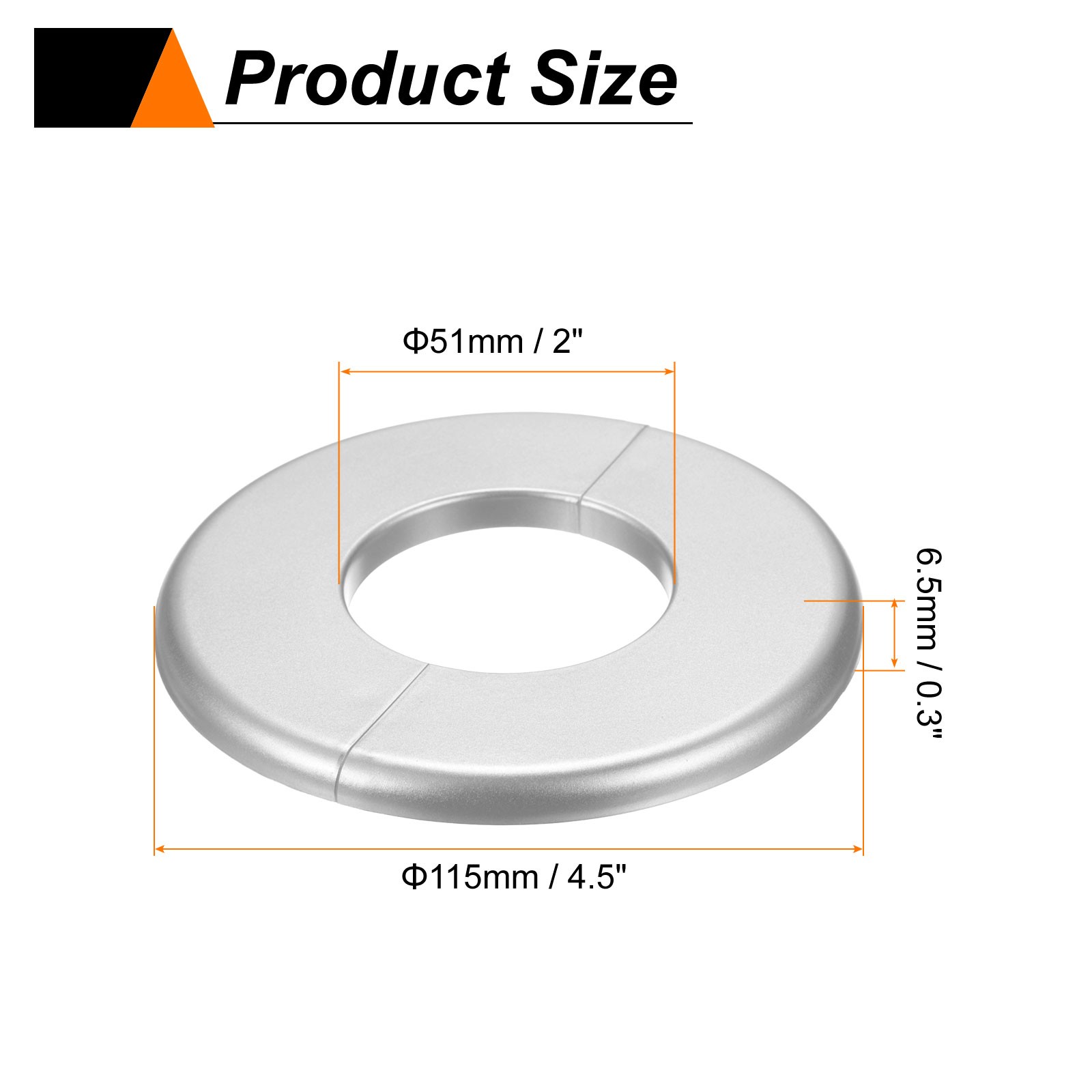 2pcs Wall Split Flange 51mm/2" Self-Adhesive Plumbing Cover Plates, Silver