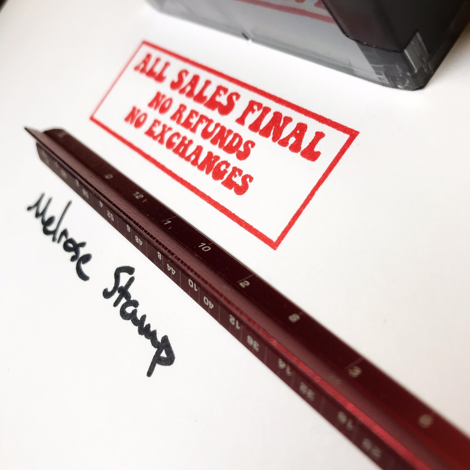 All Sales Final No Refunds No Exchanges Rubber Stamp Red Ink Self Inking