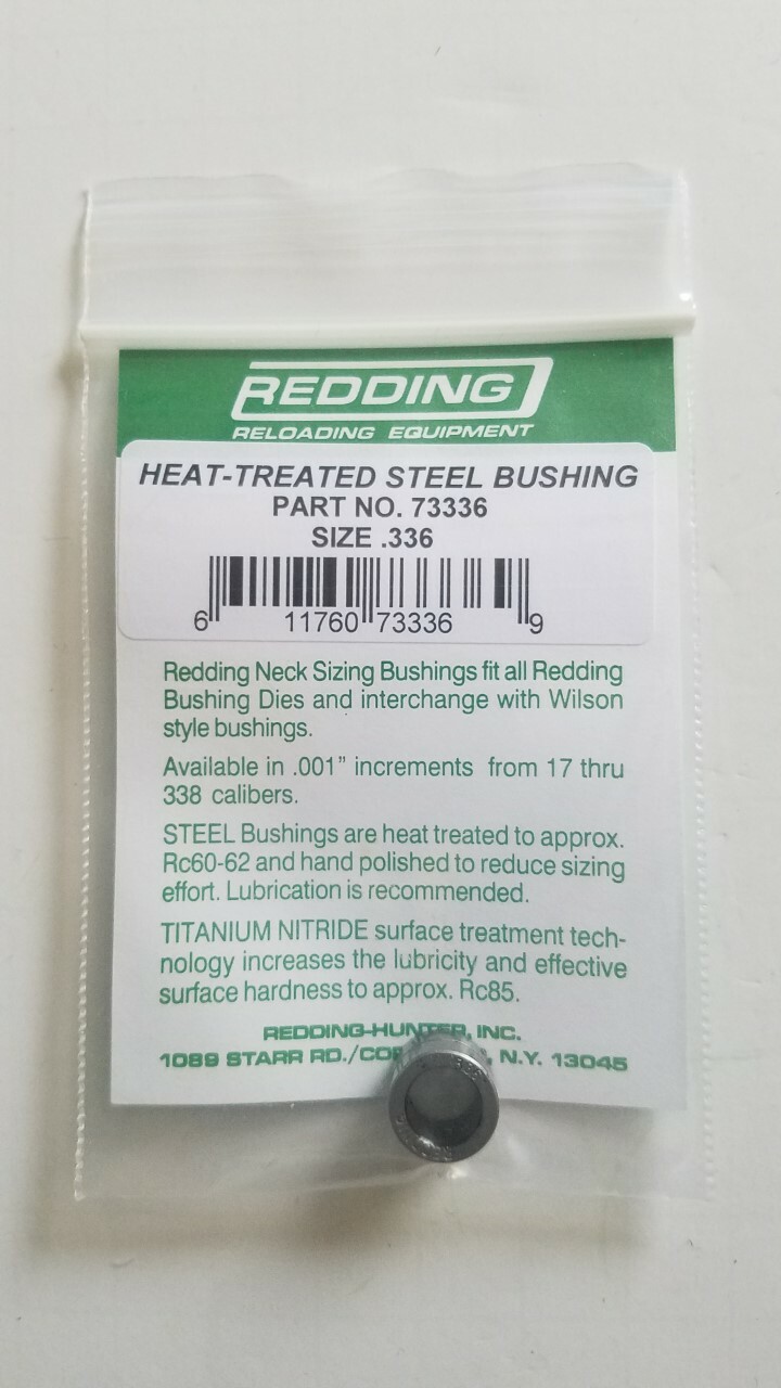 73336 REDDING HEAT TREATED STEEL .336 NECK SIZE BUSHING - BRAND NEW - FREE SHIP