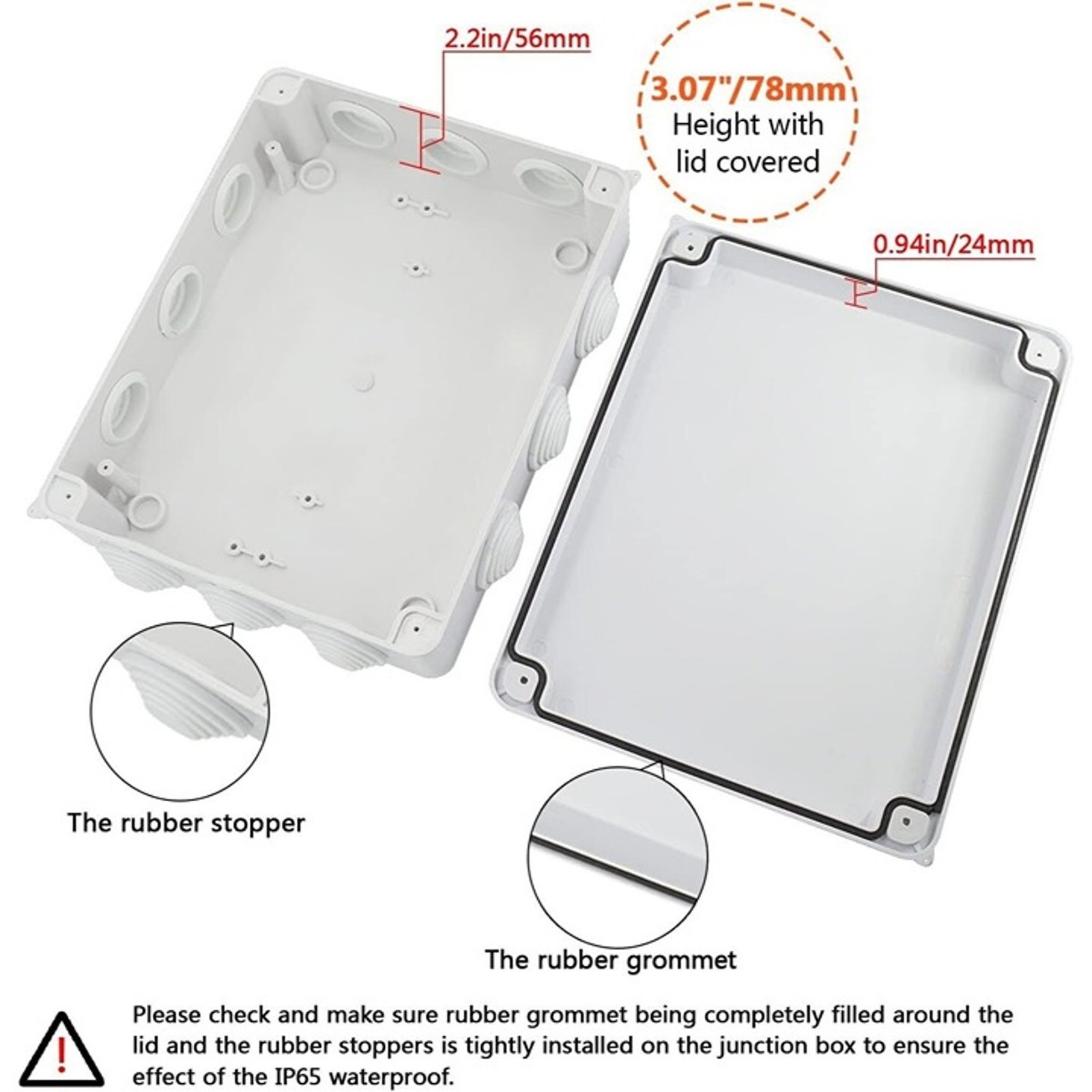 Junction Box, IP65 Waterproof and Dustproof, Universal Electrical Enclosure
