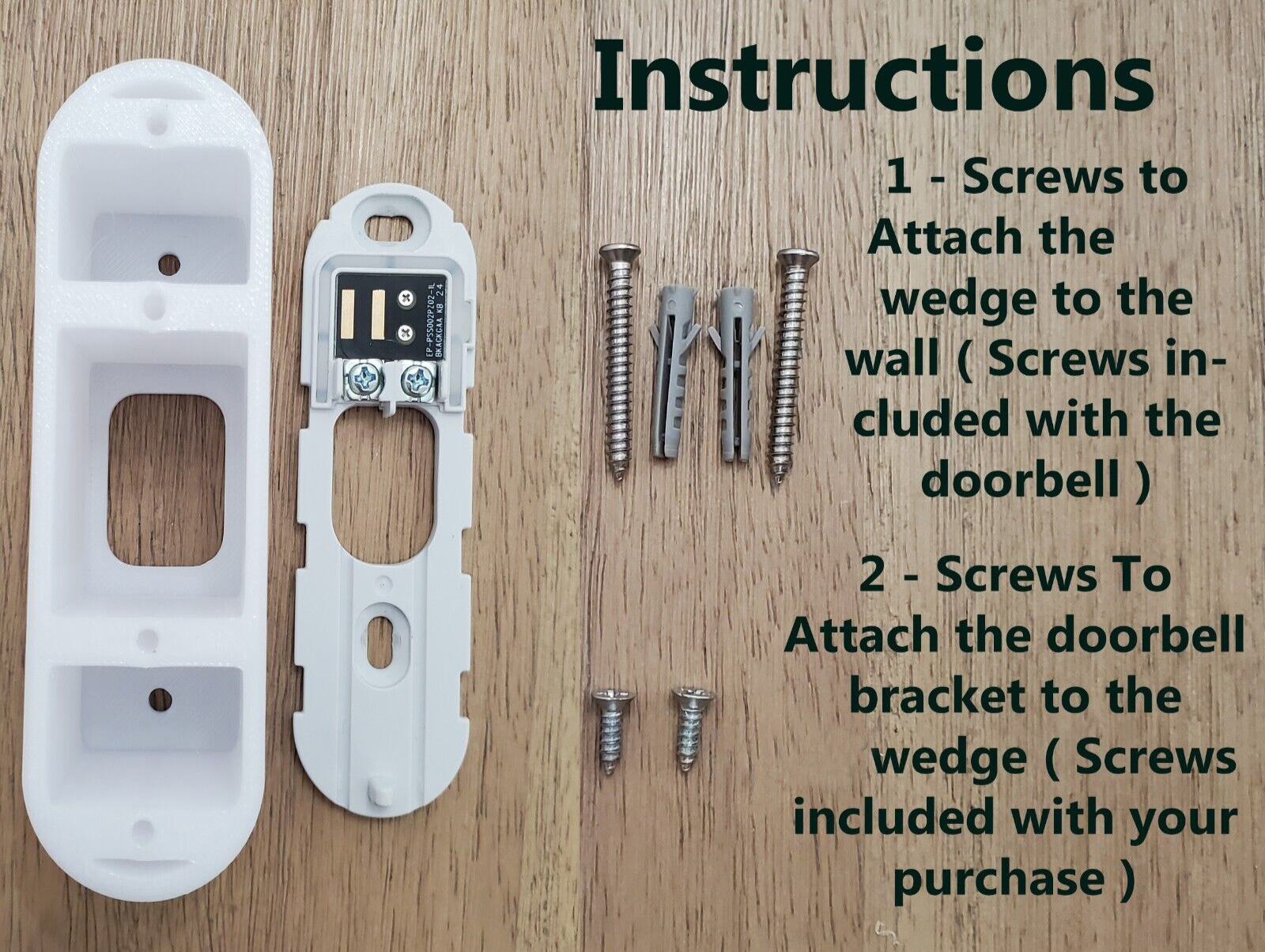 SimpliSafe Video Doorbell Custom Expander Spacer Mounting Bracket 0.5"-3.5"