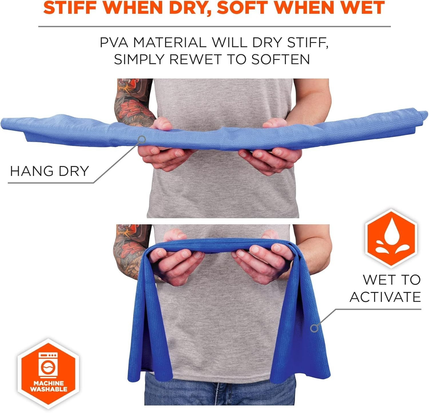 Chill Its Blue Neck Cooling Wrap - Reusable, Up to 4 Hours of Relief, 4" x 29.5"