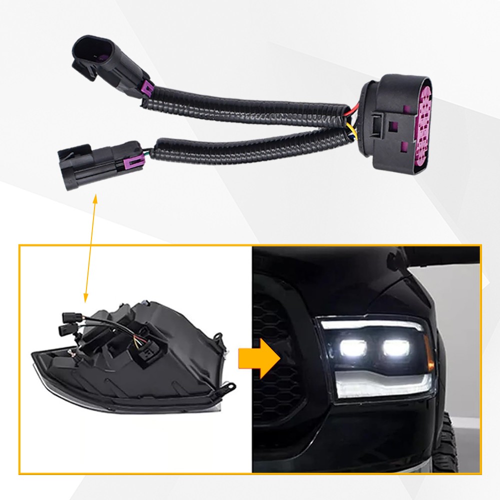 2X For 2009-18 Dodge Ram Conversion Harness Quad Housing To Projector Headlight