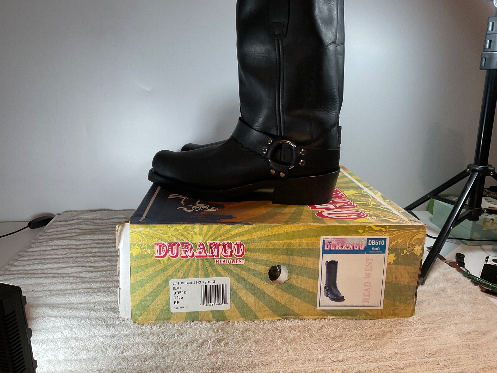 NOS DURANGO Men's Black Biker Leather Engineer Harness Boot DB510 Multiple Size