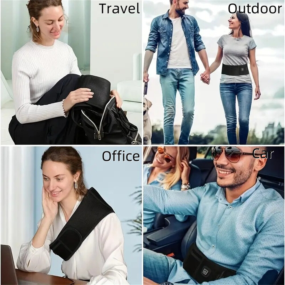 Heating Pad Lumbar Waist Support Brace Belt Lower Back Pain Relief for Men Women