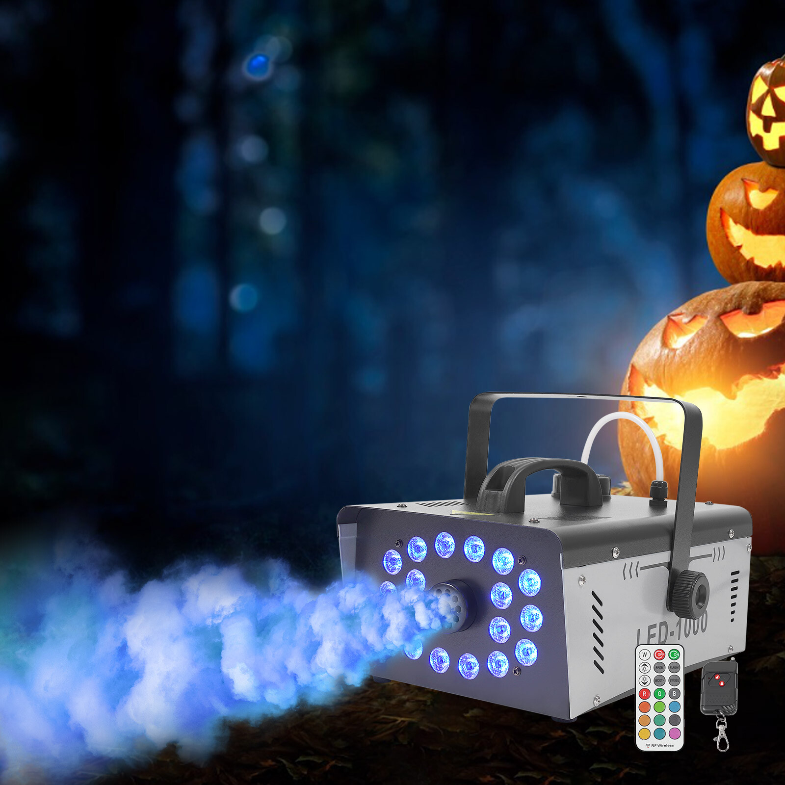 1kw 13Color Fog Machine Quick Heatup Smoke Machine w/ Wireless Remote&LED Light