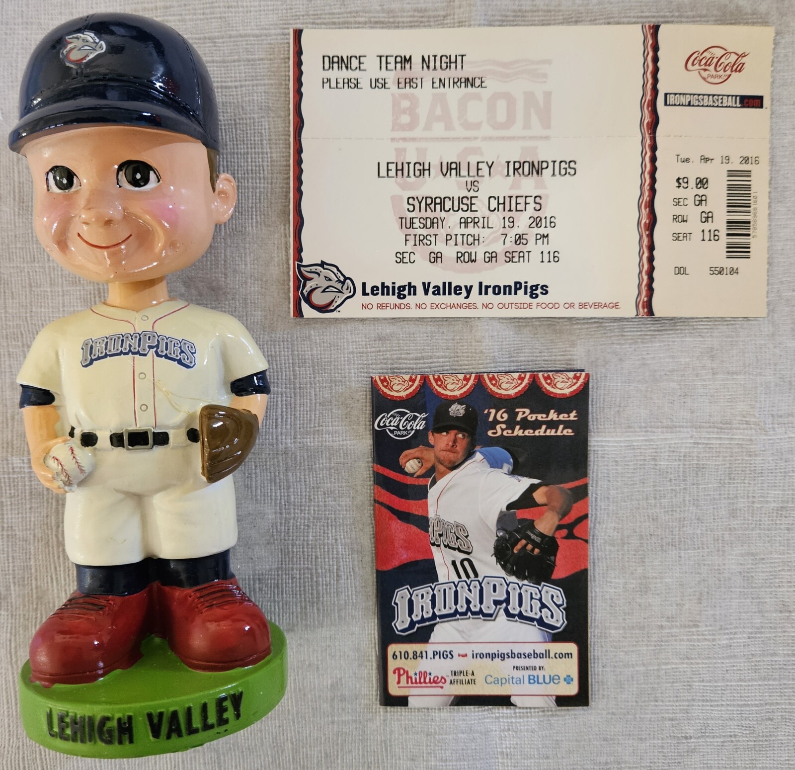 Iron Pigs Baseball Player 4-19-16 SGA Bobblehead W Ticket And Schedule