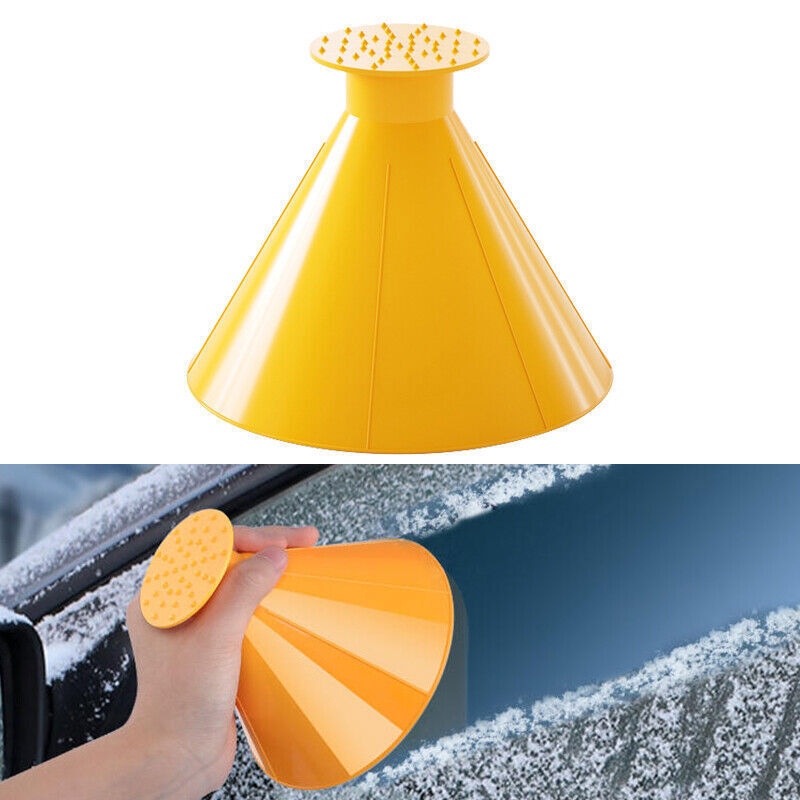 1* Magical Car Windshield Ice Snow Remover Scraper Tool Round Funnel Cone Yellow