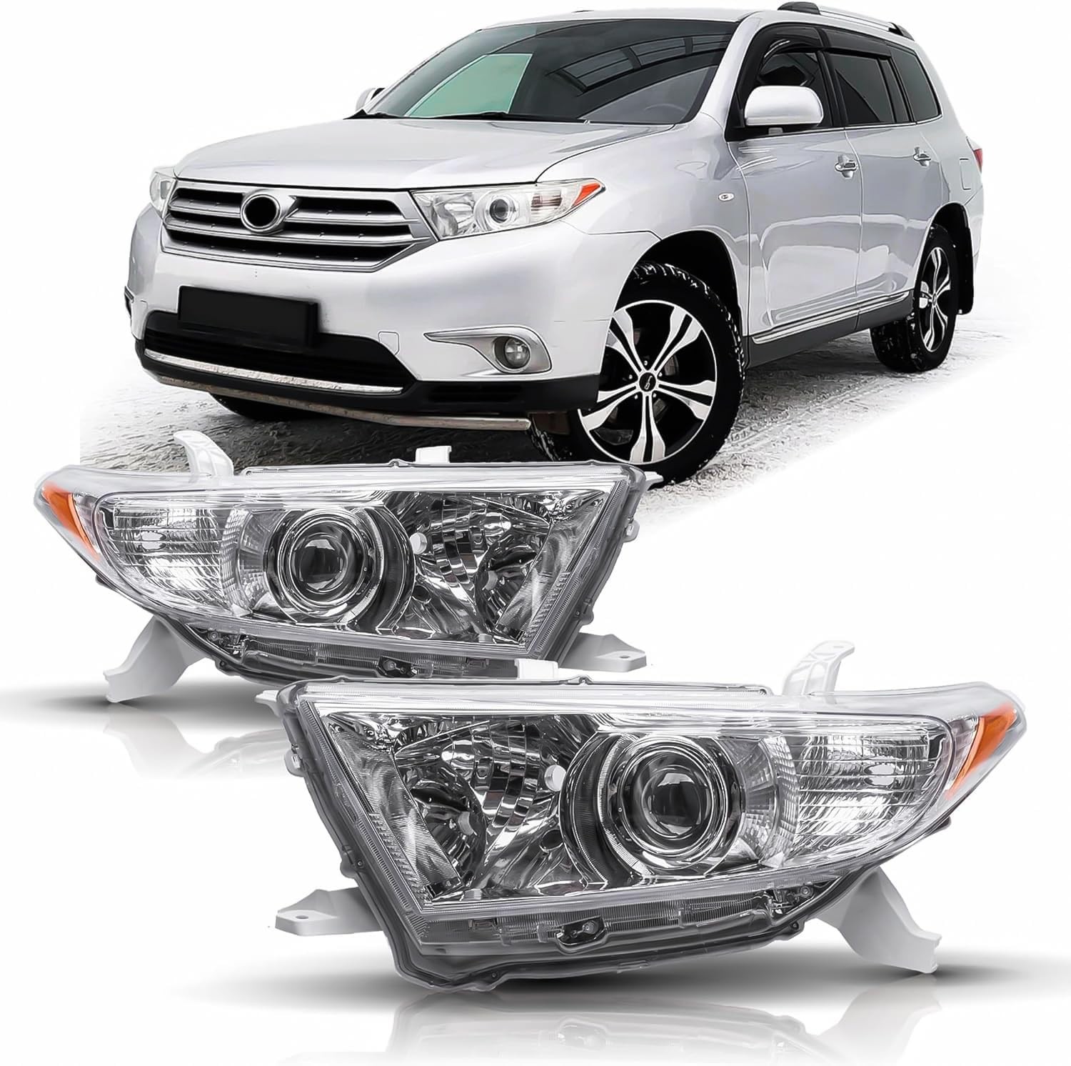Headlight Assembly Compatible with 2011 2012 2013 Toyota Highlander Headlamp Pai