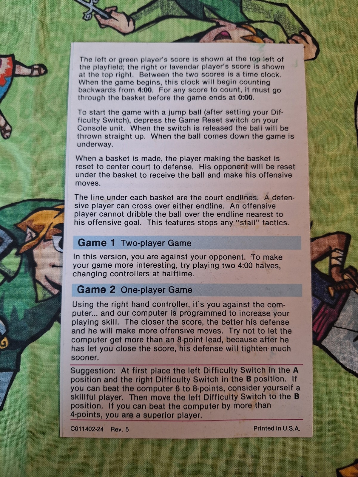 Basketball Atari 2600 (Atari, 1978) Manual Instructions Only No Game Replacement
