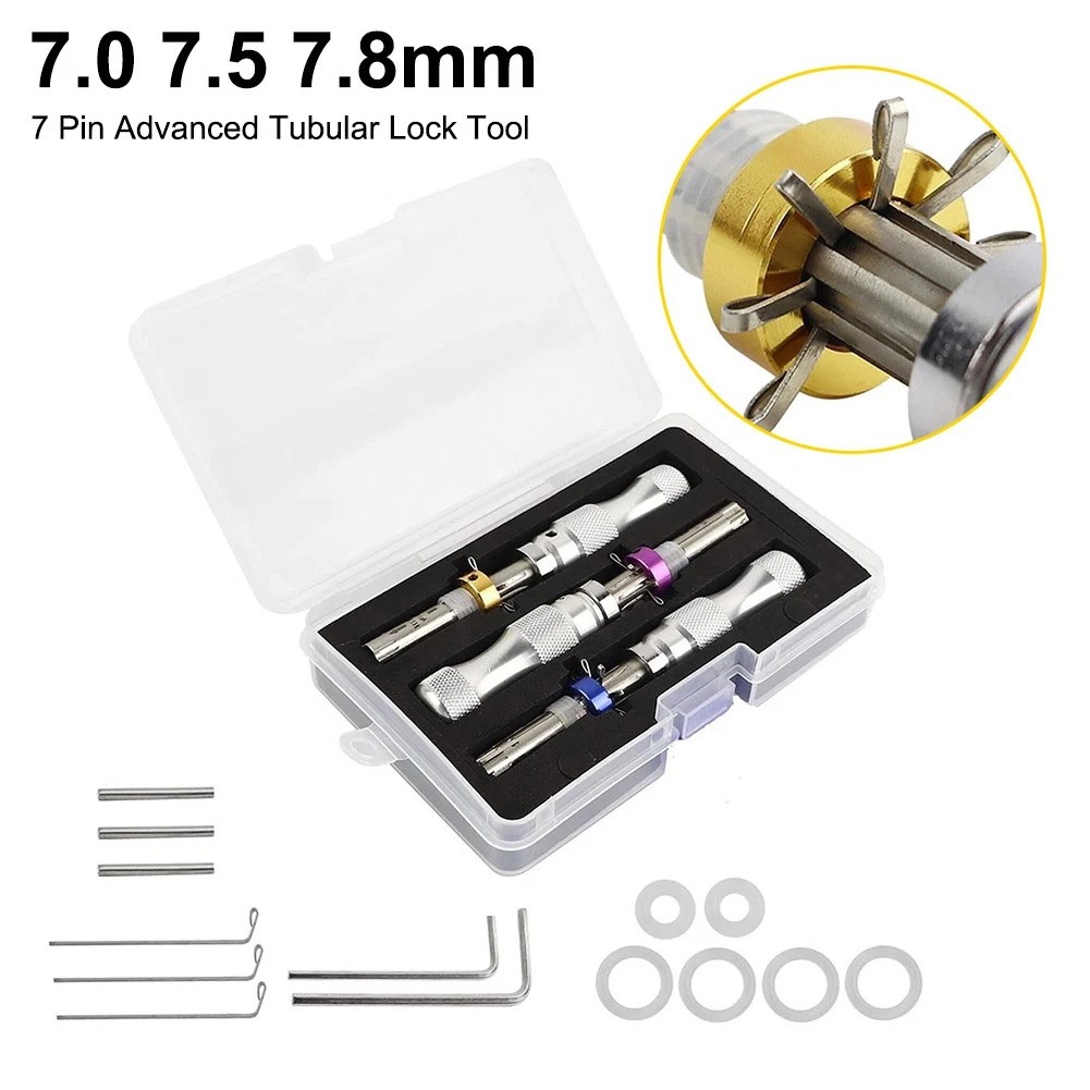 3x Tubular 7 Pins Tools Accessories Stainless Adjustable Tool 7mm 7.5mm 7.8mm