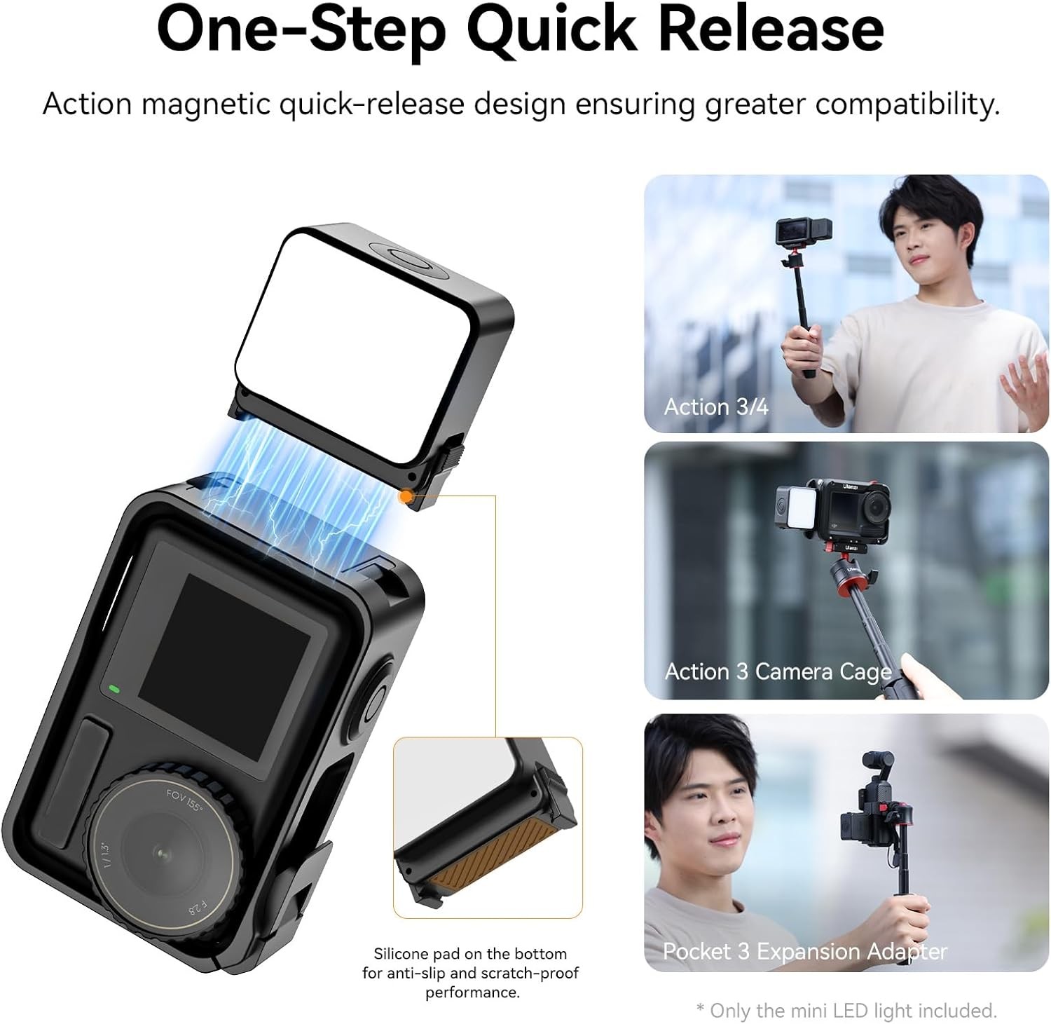 Mini vlogging led light action camera video fill lighting magnetic mount