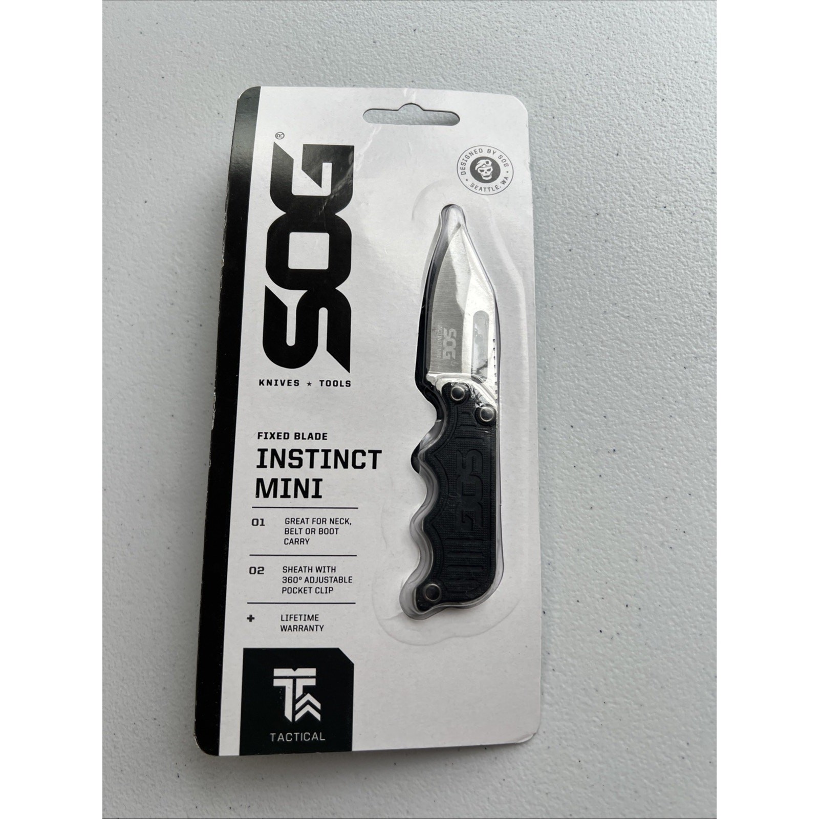 SOG Instinct Mini Neck Knife EDC Concealed Compact Steel Blade Pocket Clip