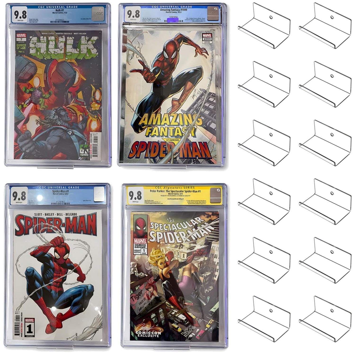Wall Mount Floating Comic Book Shelf Stand - Pack of 12