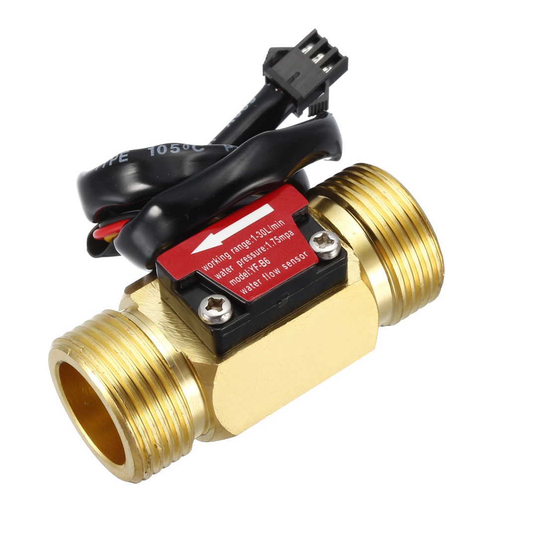 G3/4 Hall Effect Liquid Water Flow Sensor Switch DC 5V 1-30L/min YF-B6