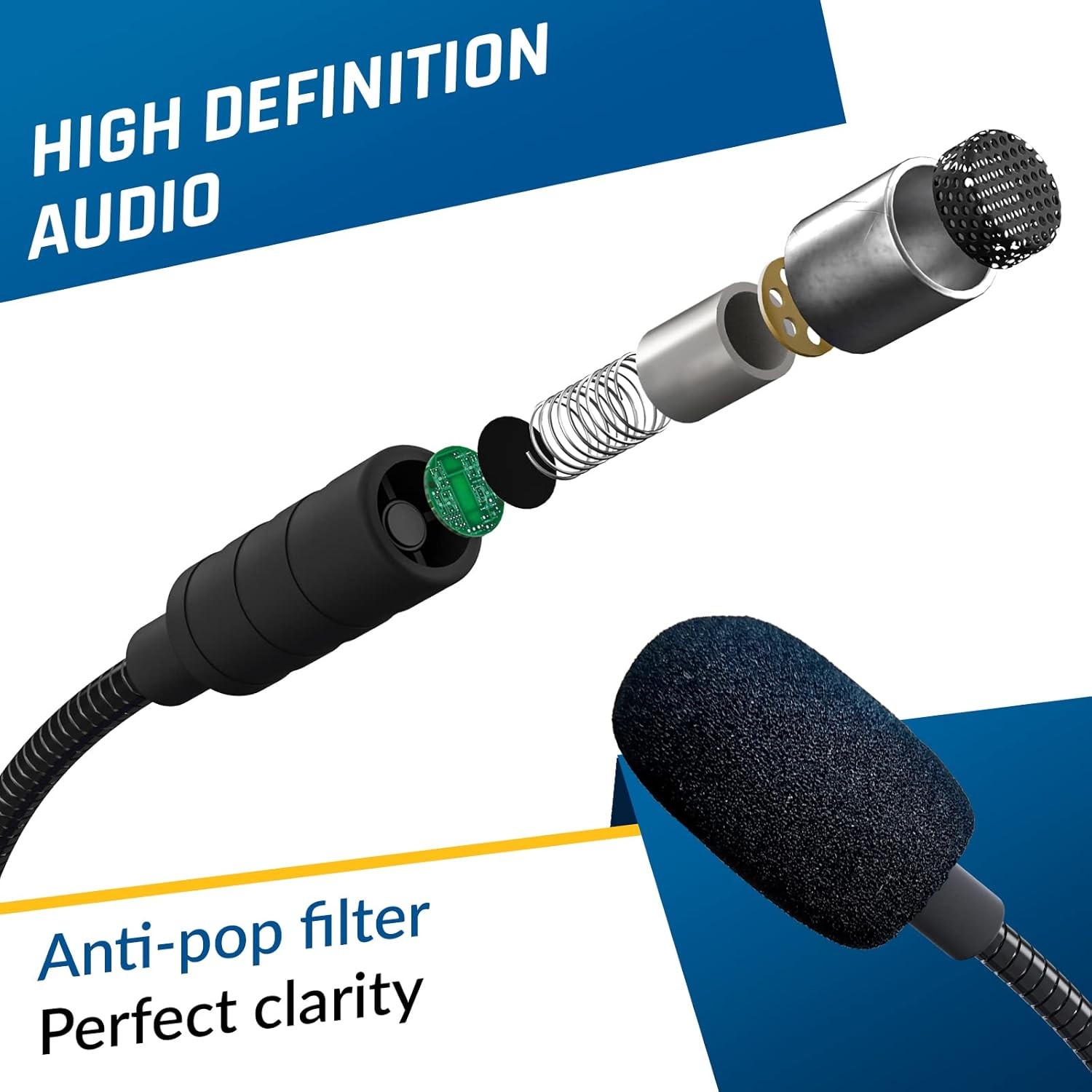 KLIM C4 Computer Microphone with Mute Button - USB Mic for Computer and Console