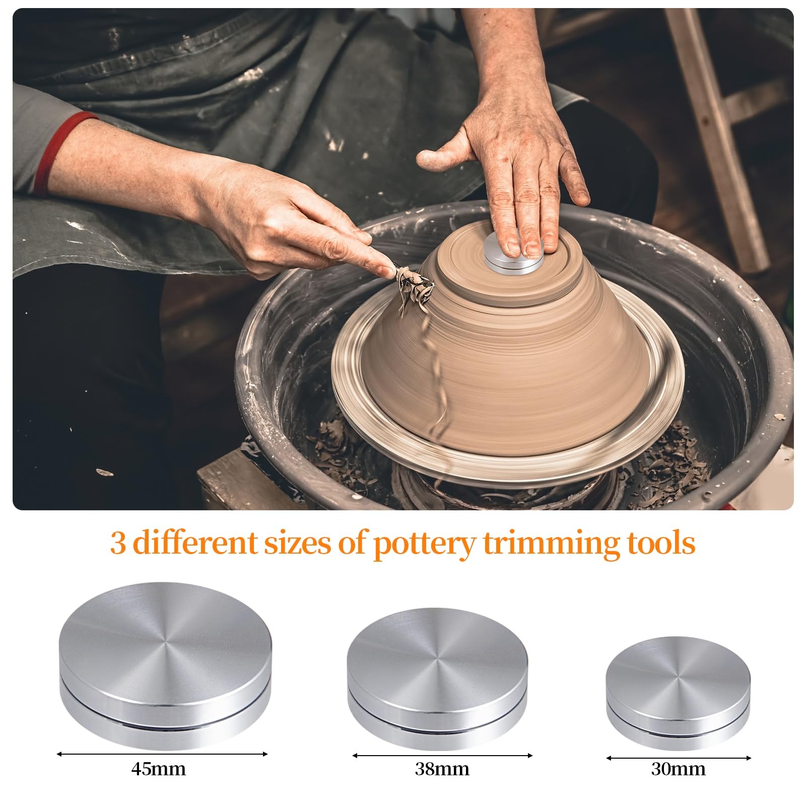 YRMJ 3 Pack Ceramic Clay Pottery Throwing Trimming Spinner Tool, silvery