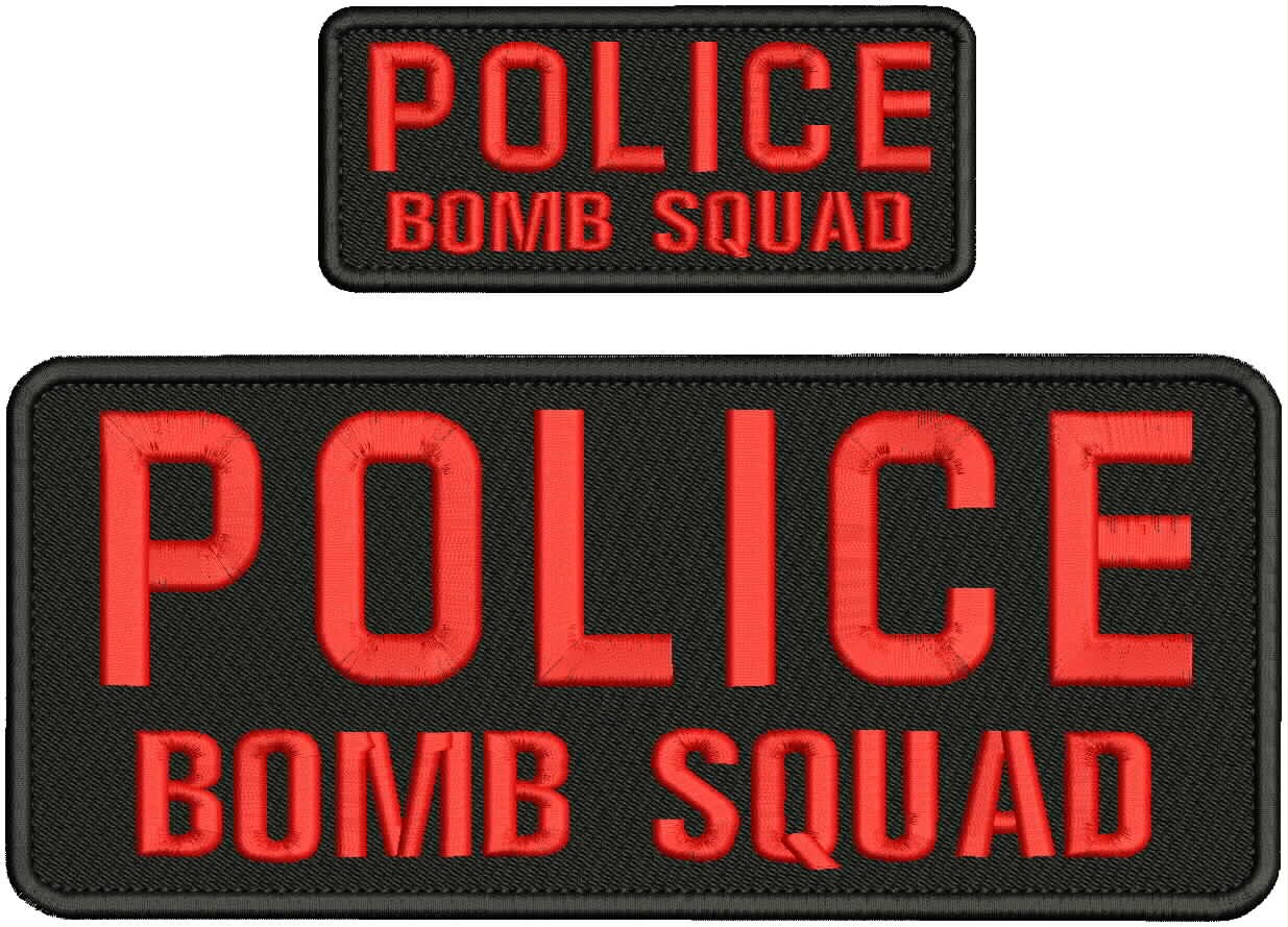 Collectible 2 Embroidery Patch Police B Squad 4x10 and 2x5 Red On Black