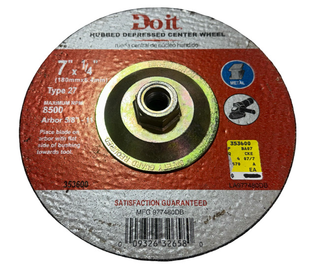Do it Best 7" x 1/4" x 5/8-11 Metal Grinding Wheel 353600