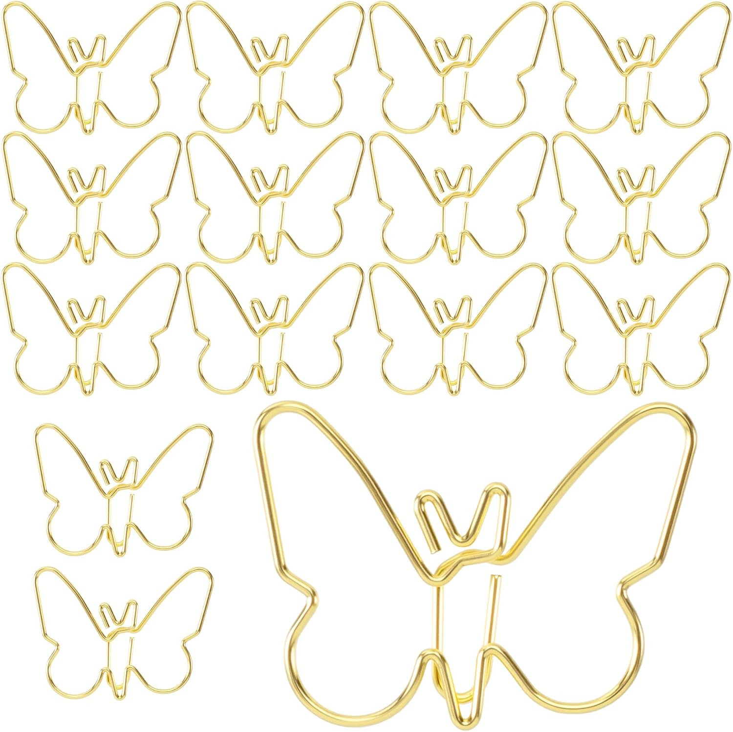 15Pcs Mini Butterfly Shape Paper Clips, Gold Fancy Paperclips, Cute Butterfly Me