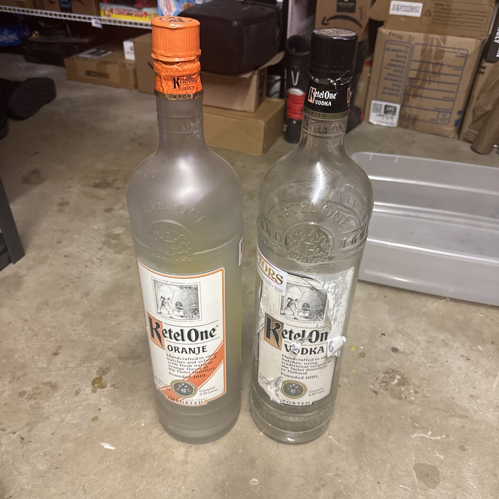 Ketel One Vodka 4.5L Display Bottle 22” Empty Bar Decor Set of 2