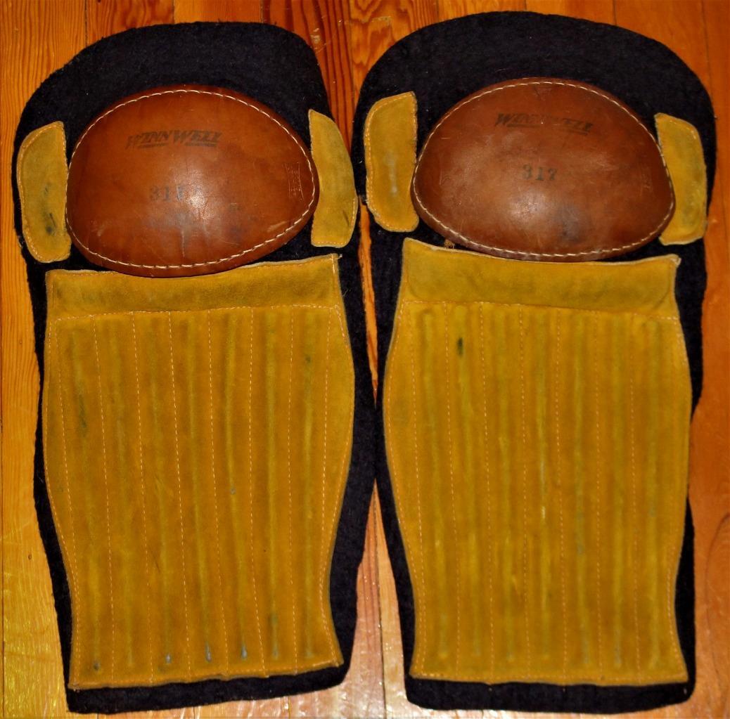 Vintage 1930s Winnwell Leather Early Hockey Shin Knee Pads Antique Equipment!