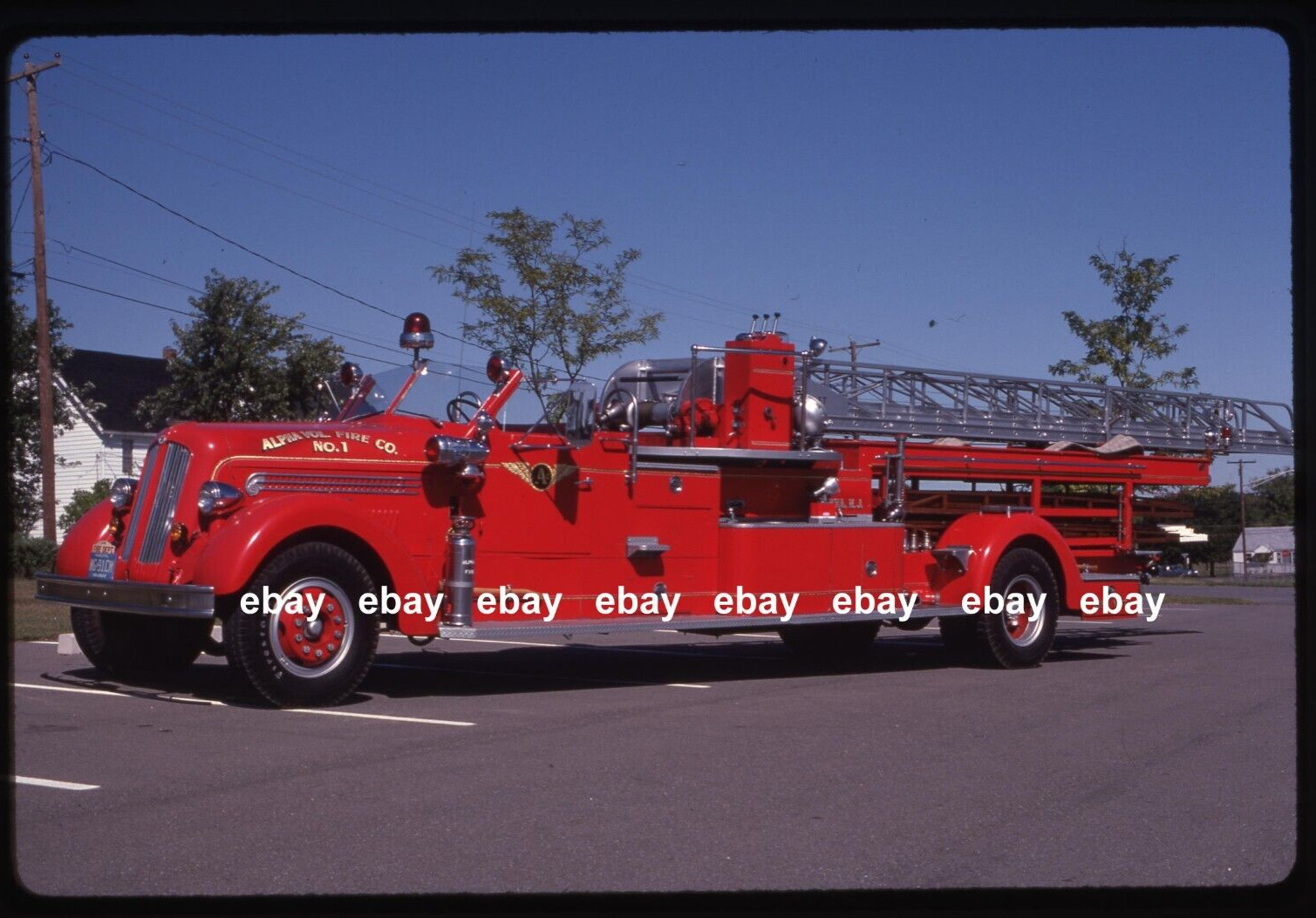 Alpha NJ 1949 Seagrave 75' Aerial Fire Apparatus Slide.