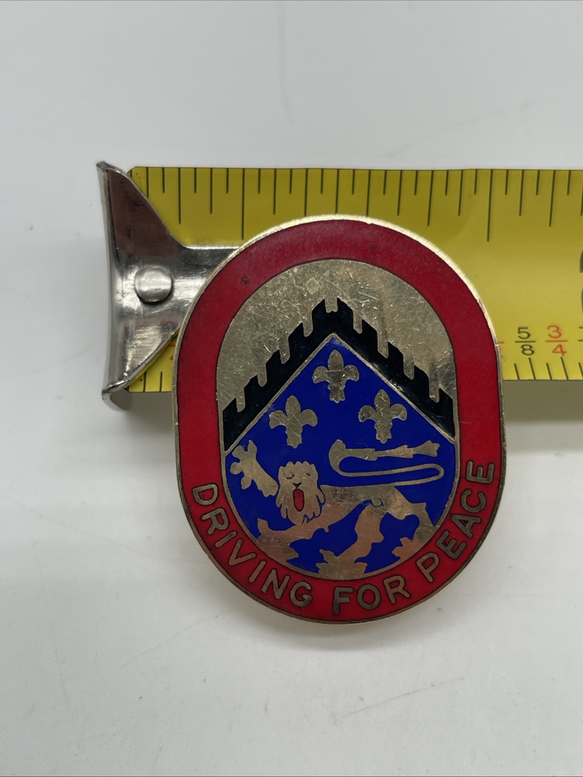 U.S. Military 44th Support Battalion DI DUI Crest Pin Clutch DRIVING FOR PEACE