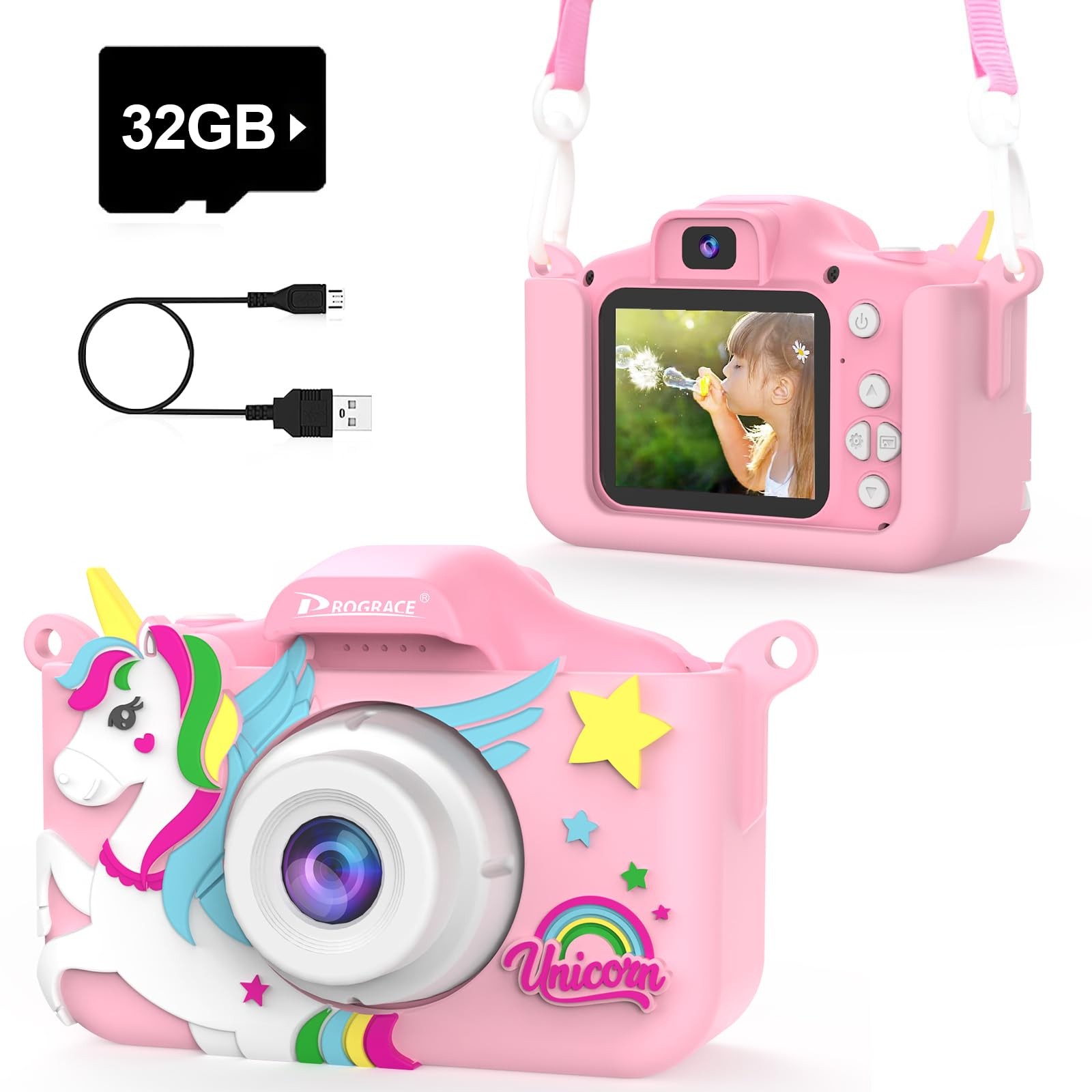 Prograce Kids Camera For Girls And Boys - Ages 3-12 Digital Video Camcorder Toy