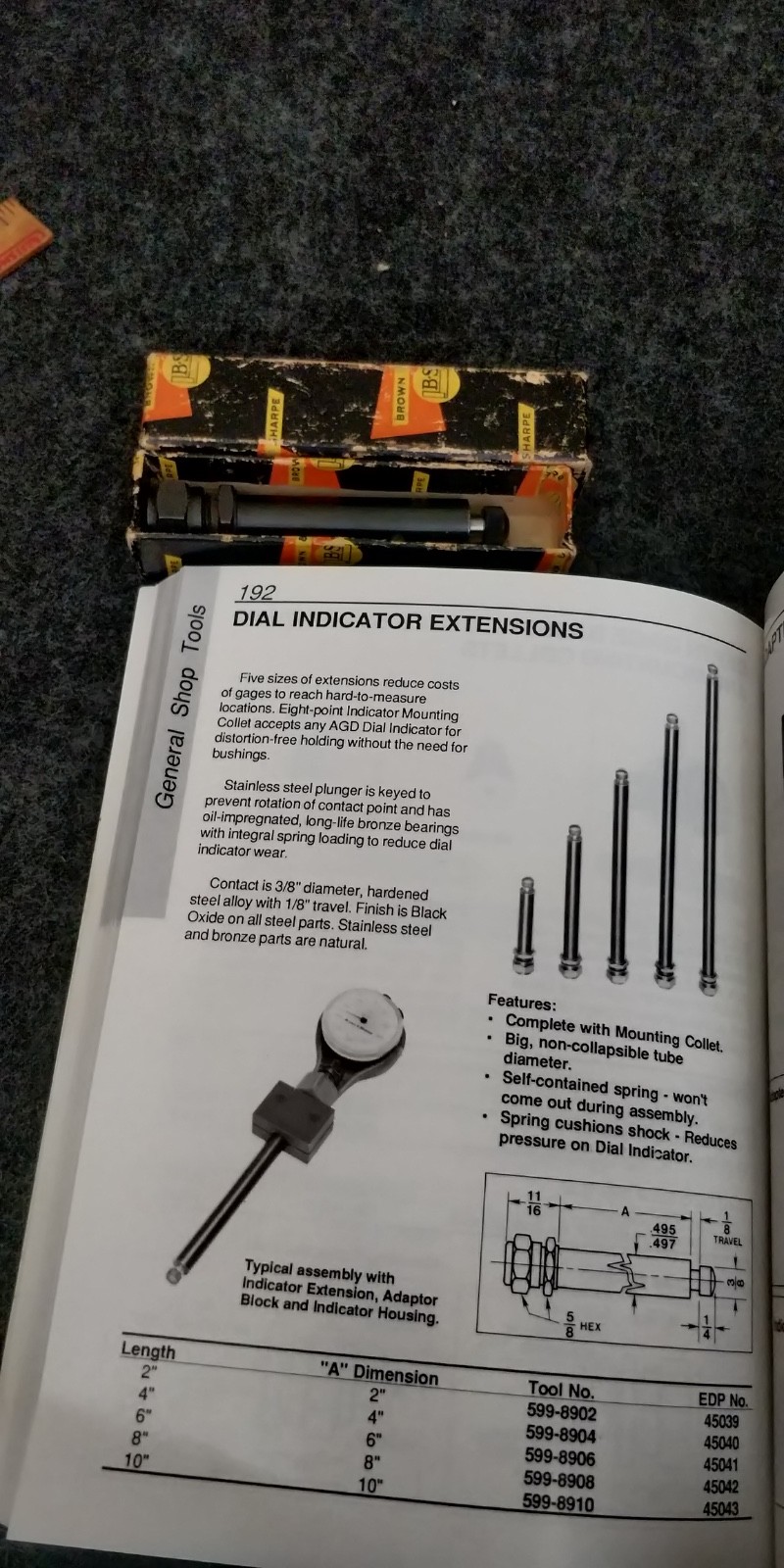 Brown & Sharpe 599-8902 2" Extension for Dial Indicator NOS
