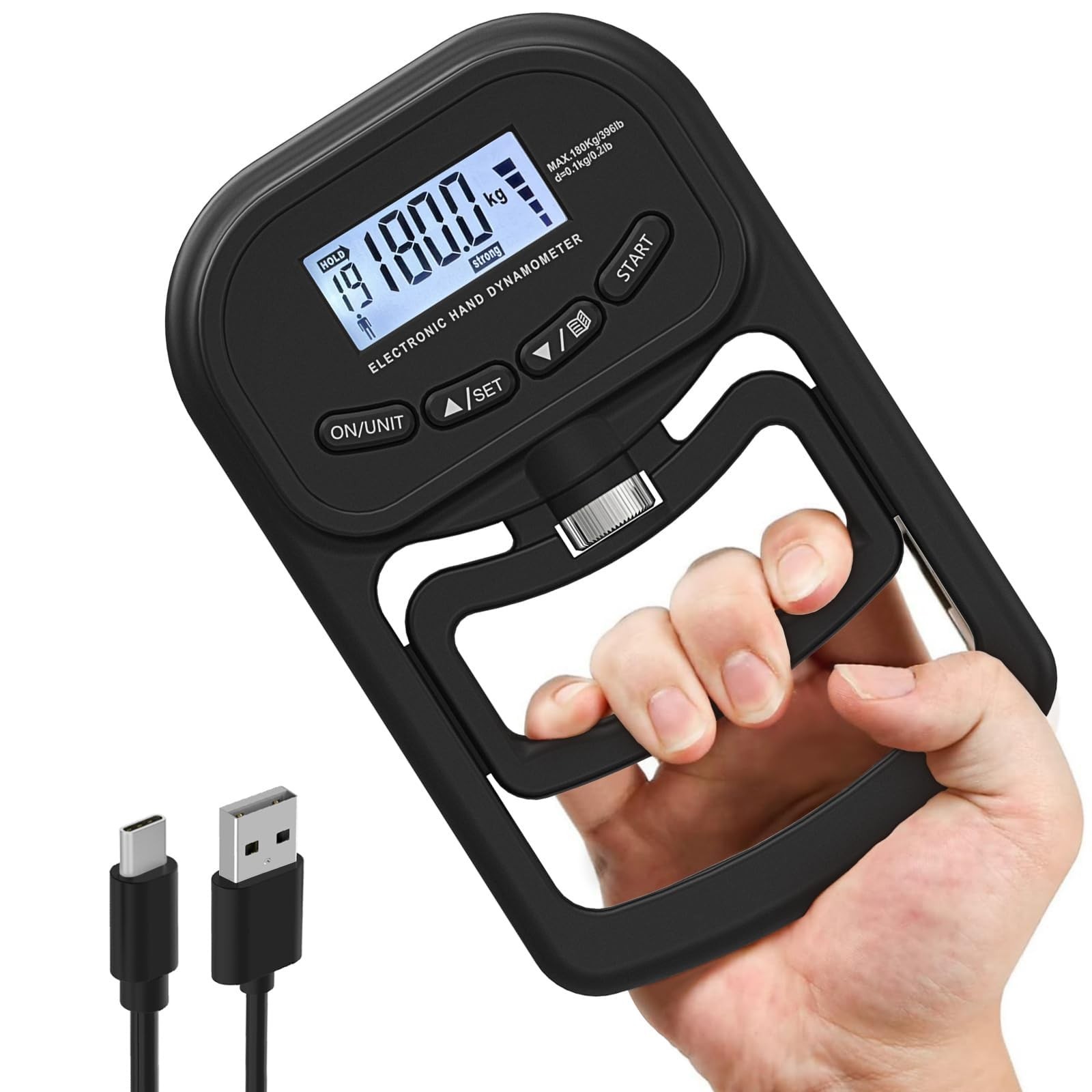 Grip Strength Trainer 396Lbs/180Kg,Digital Grip Strength Tester with LCD Display