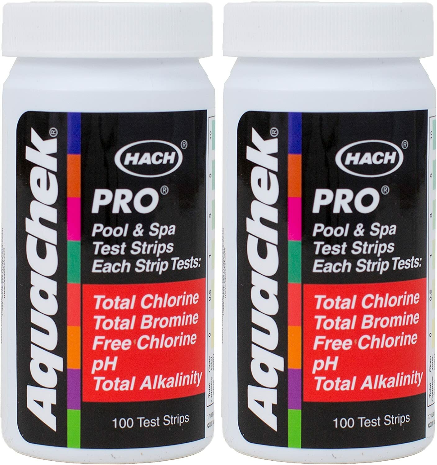 AquaChek 511710 5-in-1 Chlorine Test Strips, 100 strips/bottle, 2-Pack