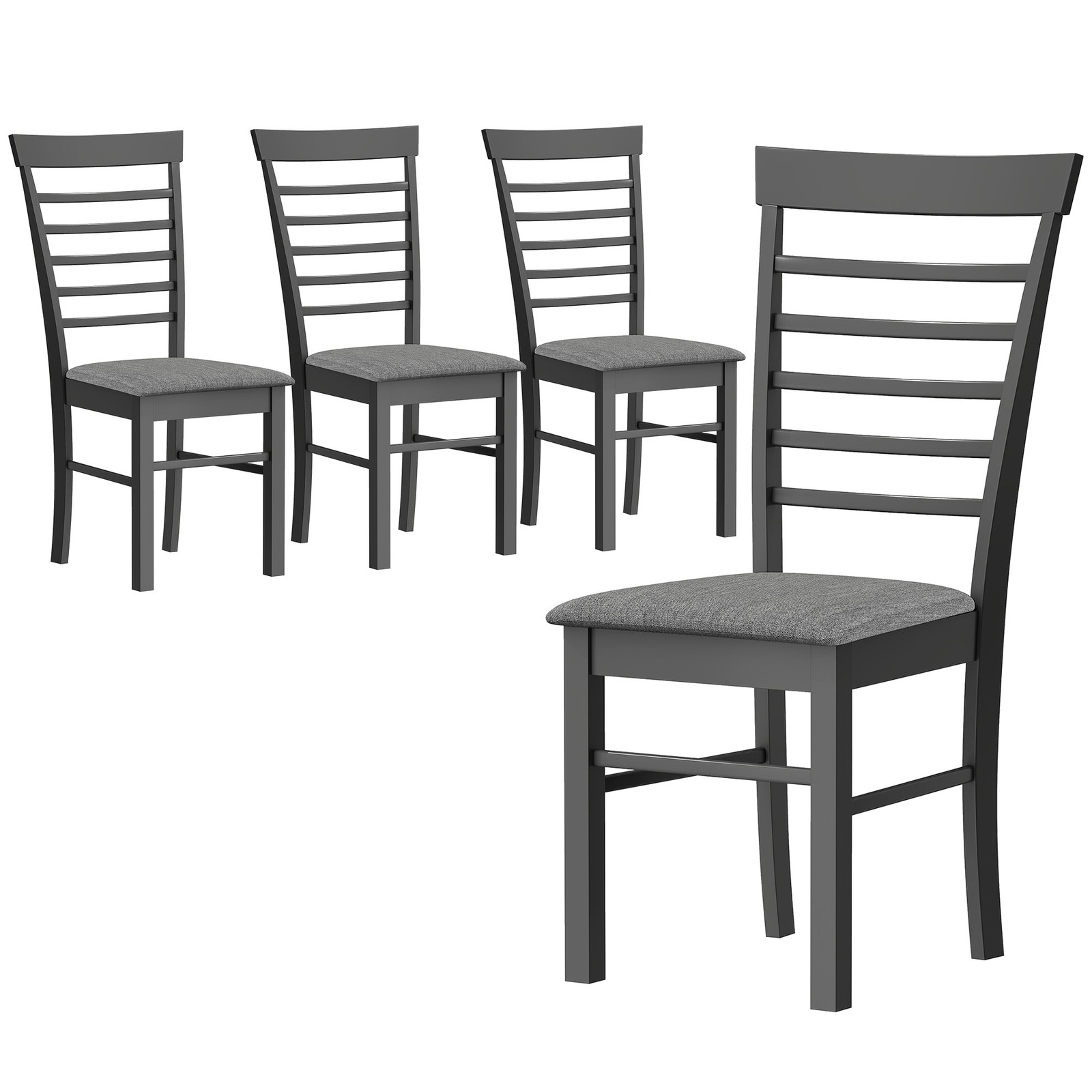 Farmhouse Wooden Dining Chairs Set of 4 for Dining Room, Black and Gray