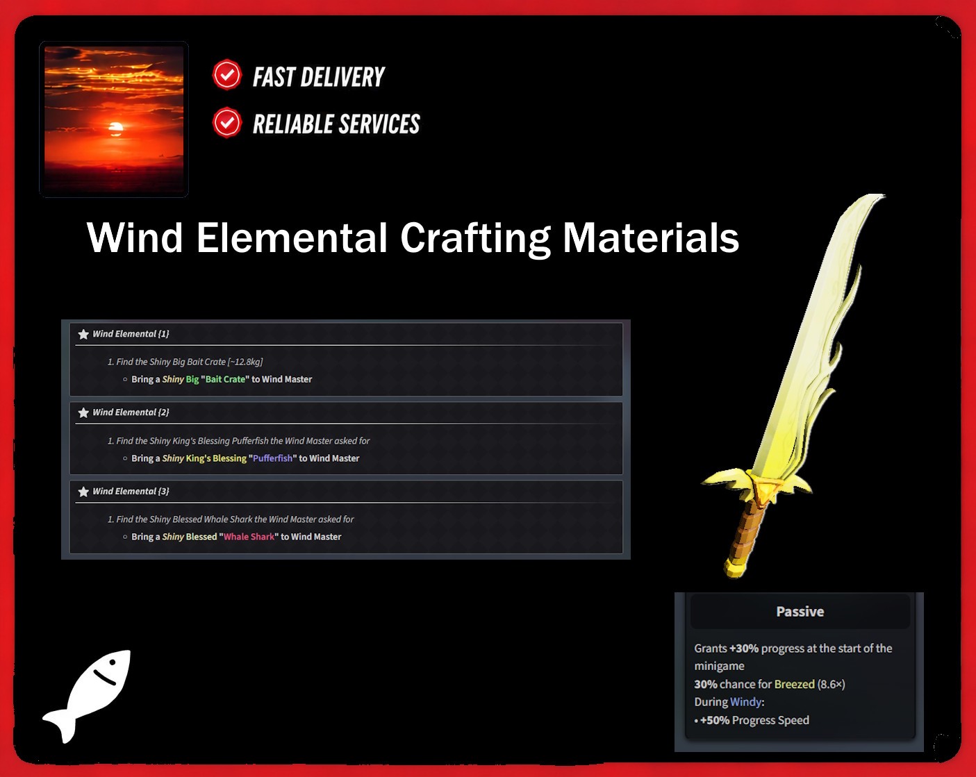 [FISCH] - Wind Elemental Rod Crafting Materials - [Wind Master's Quest]