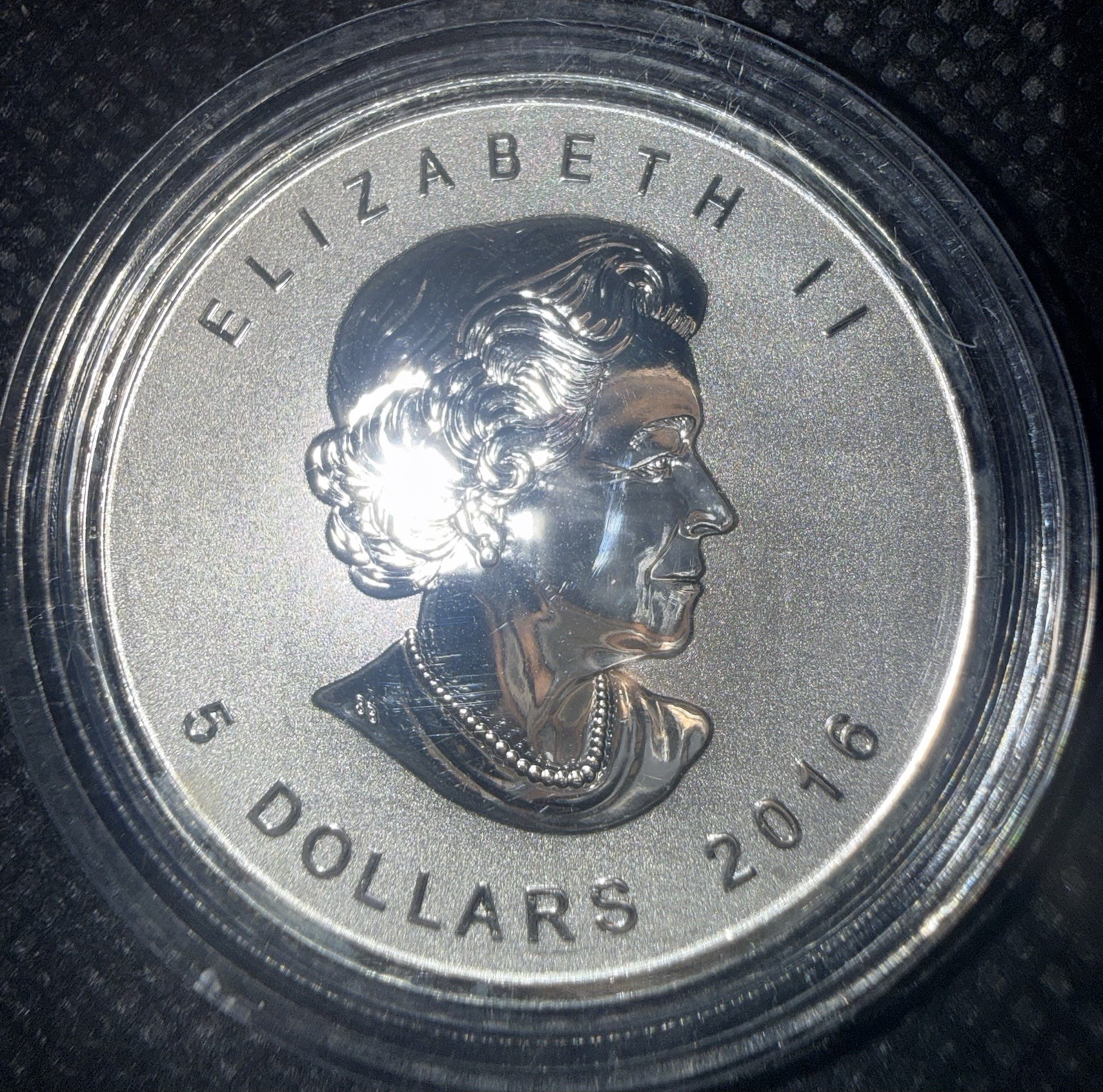 ⭐️2016 Elizabeth II  $5 Pure Silver Reverse Proof Coin Lustrous Canadian⭐️