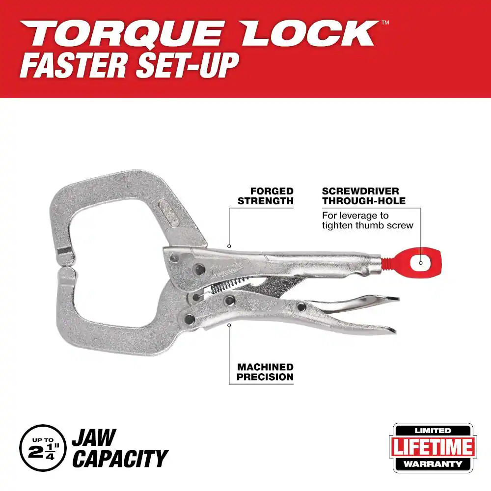 6 In. Torque Lock Locking C-Clamp with Regular Jaws (2-Pack)