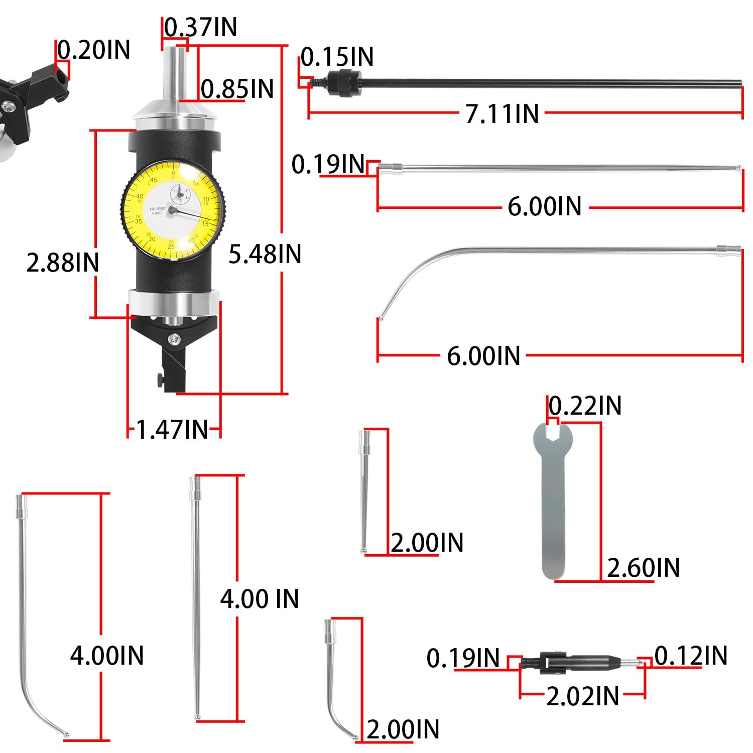 Coaxial Centering Indicator Co-Ax Precision Milling Machine Test Dial .0005 CNC