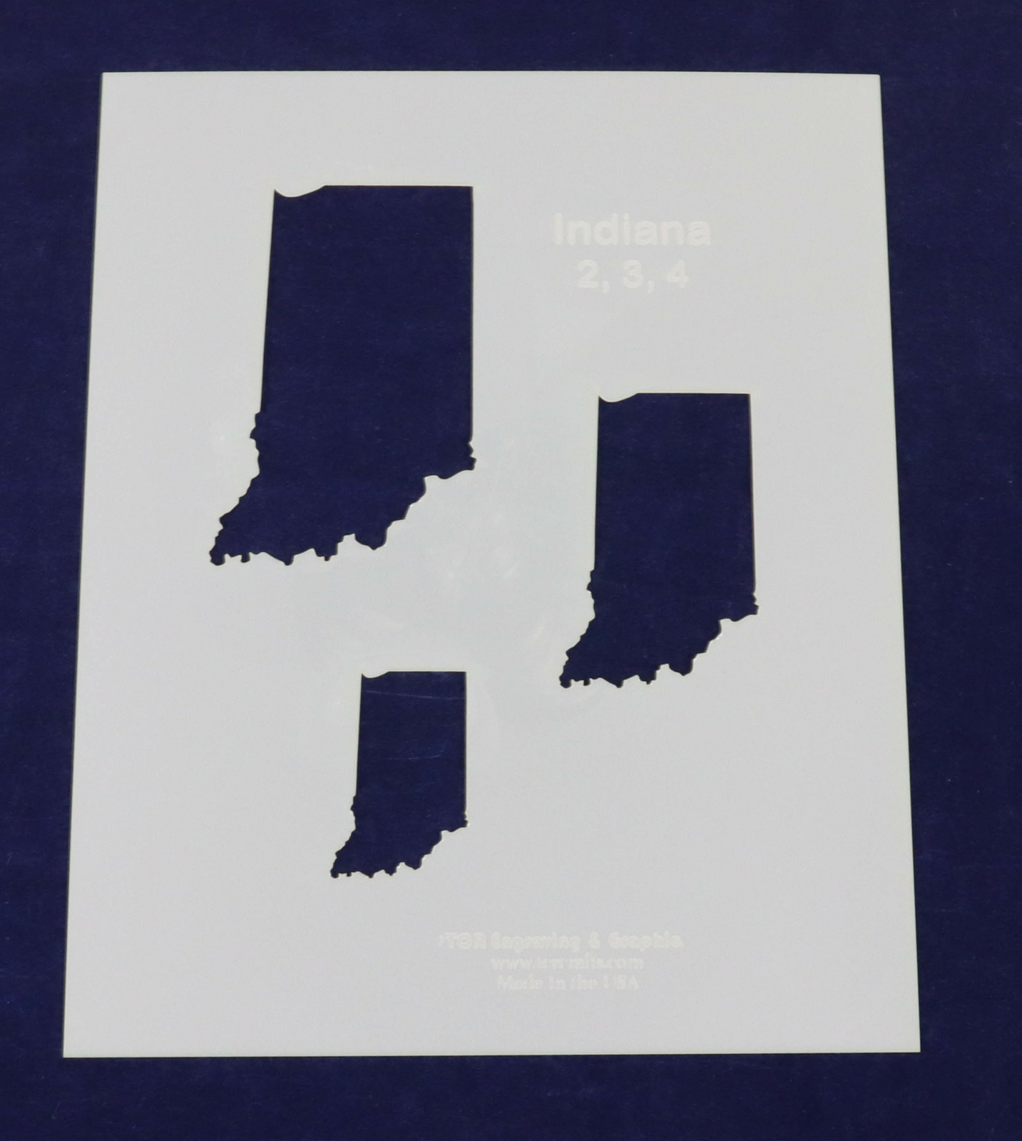 State of Indiana Stencil 8" x 10" - 2, 3, 4 Inches -14 mil Mylar Painting/Crafts