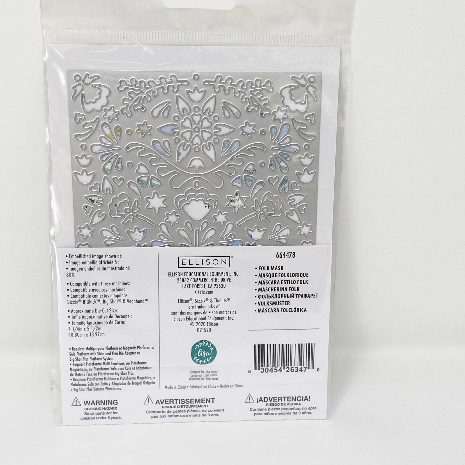 Sizzix Thinlits Cutting Dies FOLK MASK by Lisa Jones 664478 Scrapbooking NEW